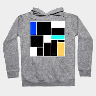 Inverted Blue Black Yellow Geometric Abstract Acrylic Painting VII Hoodie